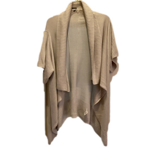 Talula Babaton Taupe Linen Silk Blend Open Front Waterfall Cardigan | Women's M